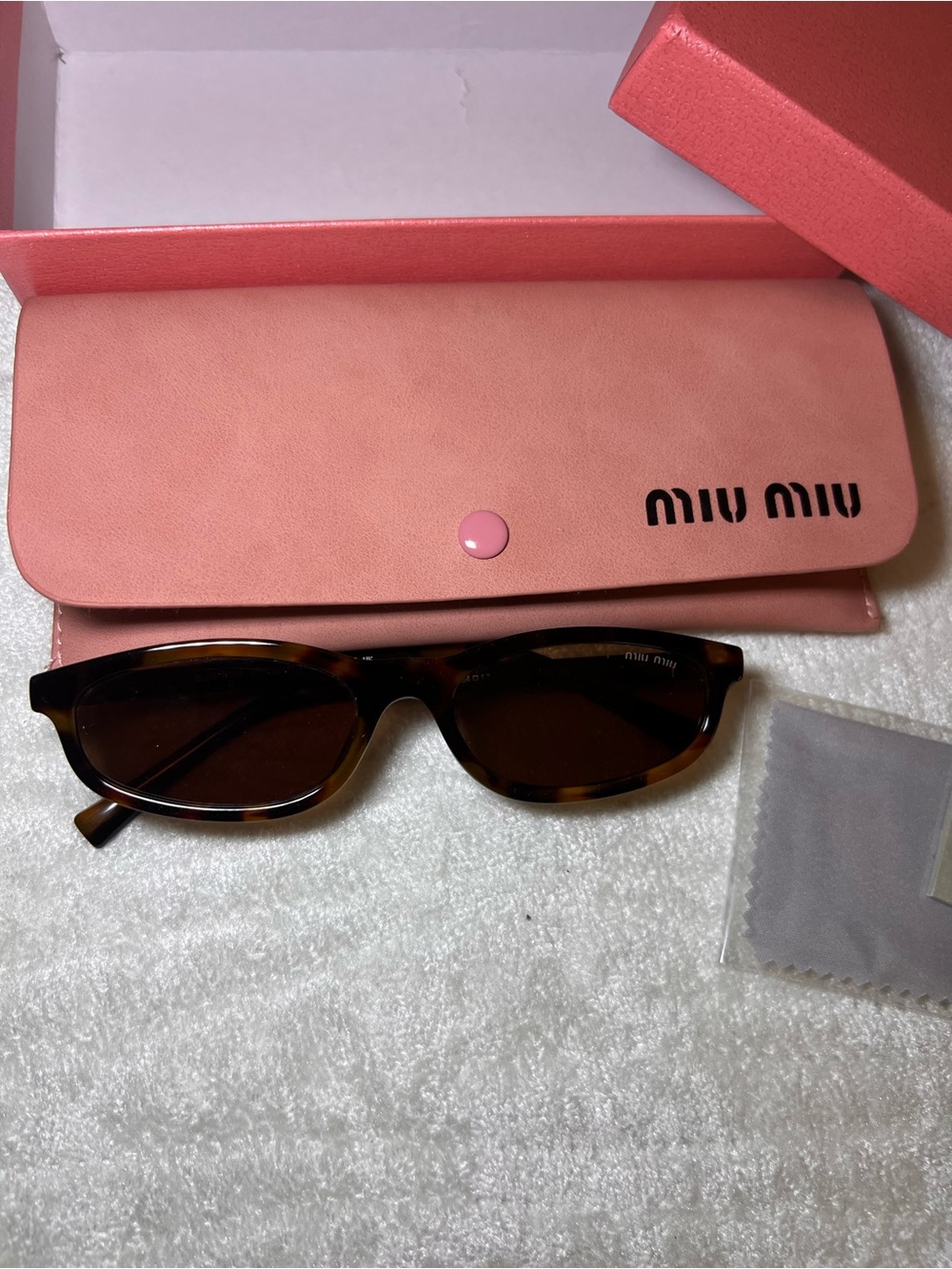 Miu Miu Tortoiseshell Sunglasses with Pink Case